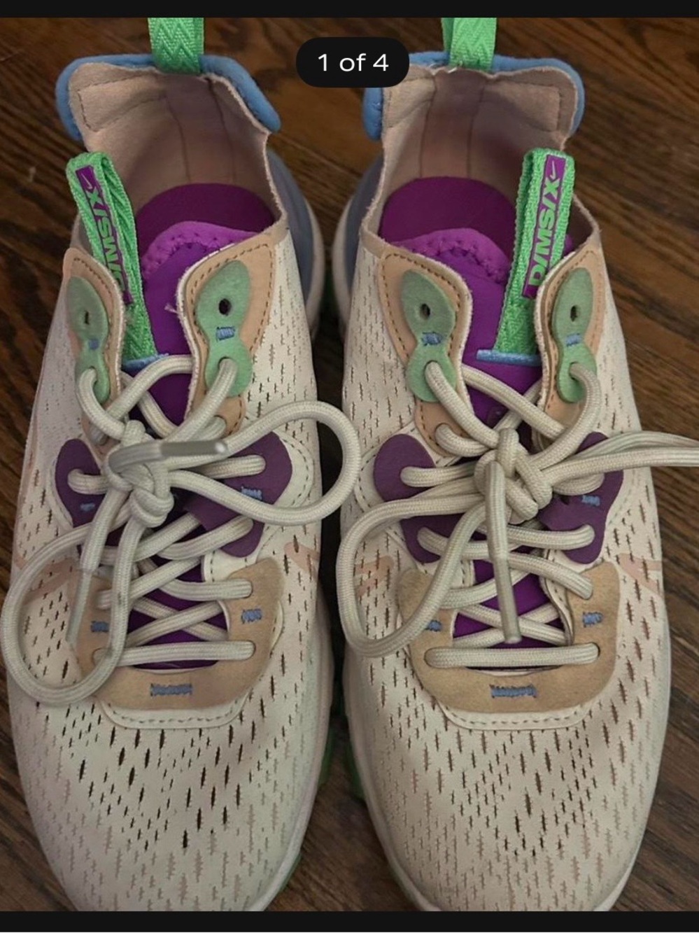 Nike/Dimsix Women’s Beige, Purple & Green Athletic Sneakers